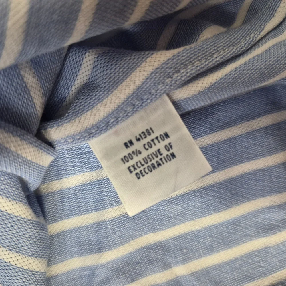 Ralph Lauren Button Down Shirt Mens XL Blue Striped Knit Oxford Long Sleeve Pony - Picture 5 of 9